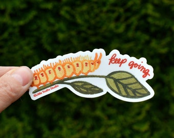 Keep Going Sticker, Self Care Sticker, Hope, Perseverance, Cute Book Worm Sticker, Water Bottle Sticker, Inspirational Quote