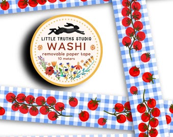 Tomato Vines washi Tape, Extra Wide Cherry Tomato Craft Tape