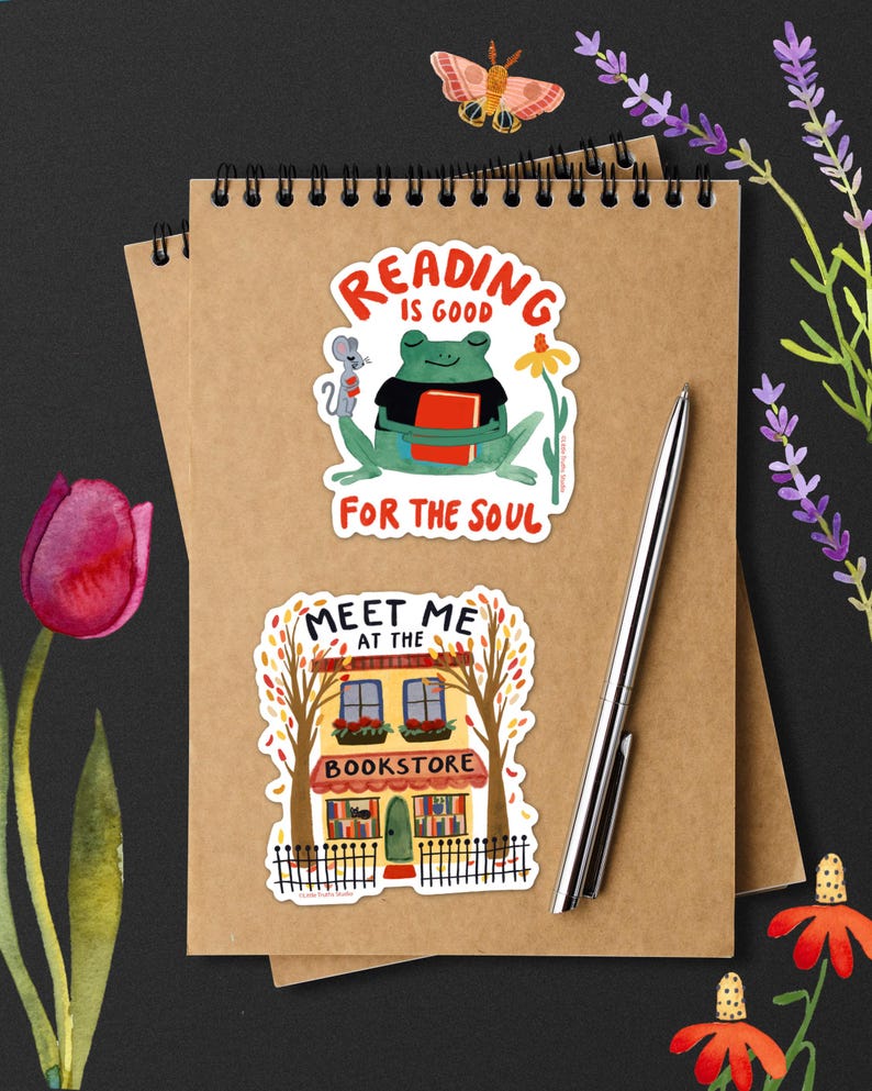 Meet Me At The Bookstore Sticker, Cute Book Sticker, Cute Bookstore, Gifts for Book Lovers, Cozy Autumn Bookshop, Book Worm Gift for Readers image 2