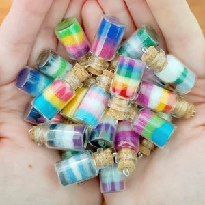 LGBT flag bottle charms, necklaces, and keychains | 1 inch tall