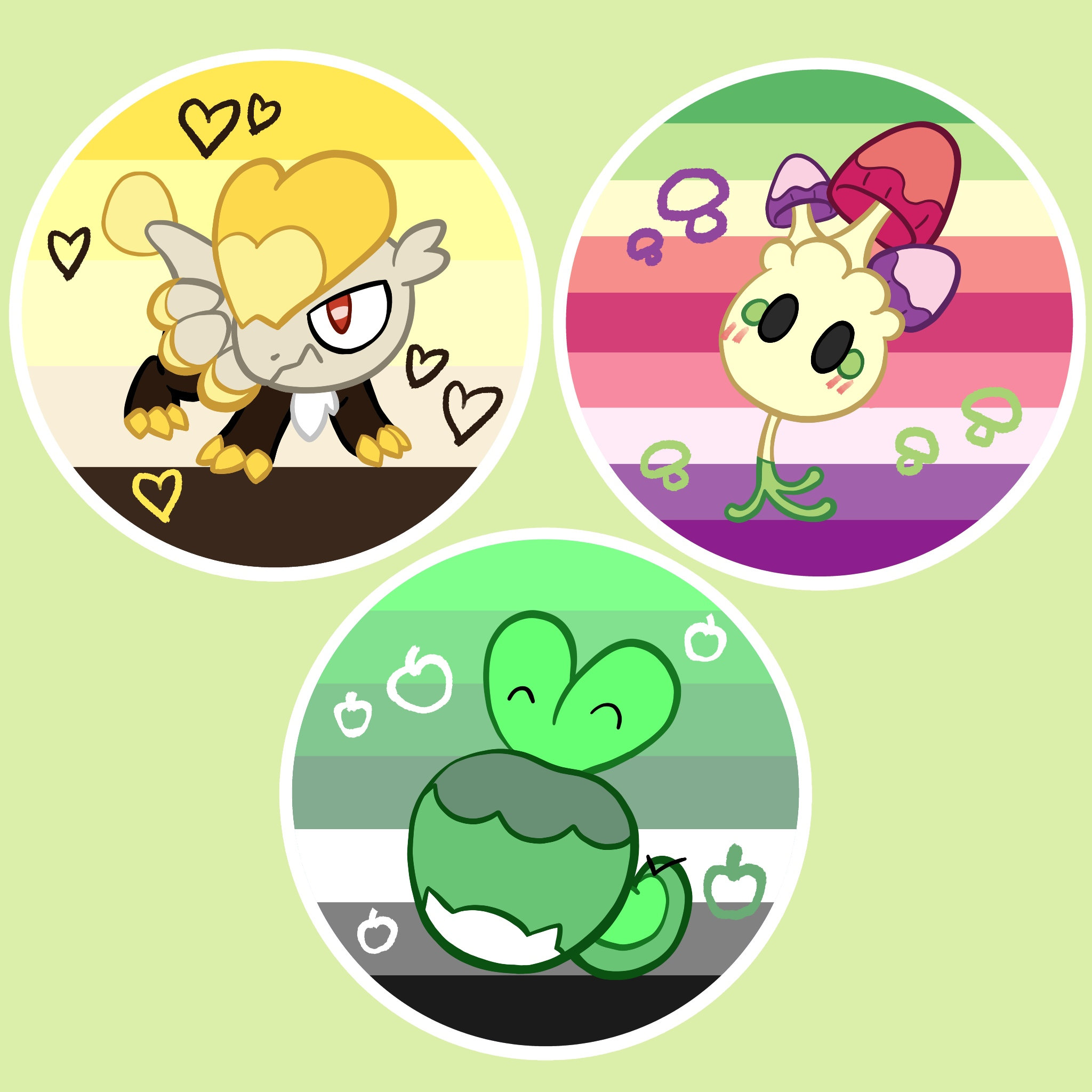 Aromantic Spectrum Pokemon Round Vinyl Stickers | 3 Inches