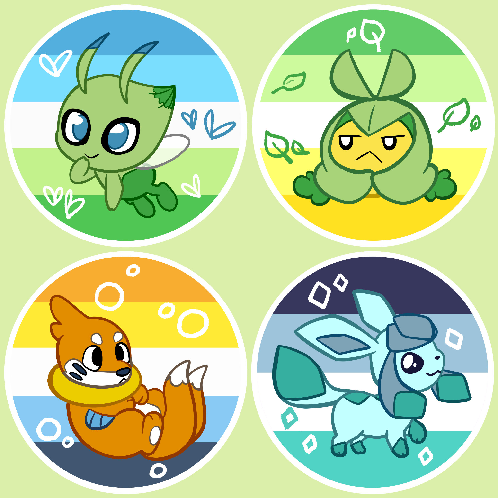 Aromantic Spectrum Pokemon Round Vinyl Stickers | 3 Inches