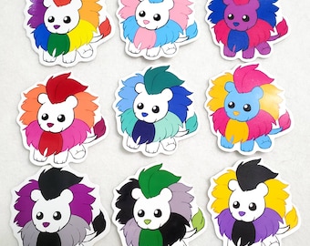 Pegatinas de vinilo LGBTQ+ León / 3 pulgadas / Asexual, Gay, Bisexual, Pansexual, Lesbiana, Arco iris, No binario, Transgénero, Aromántico