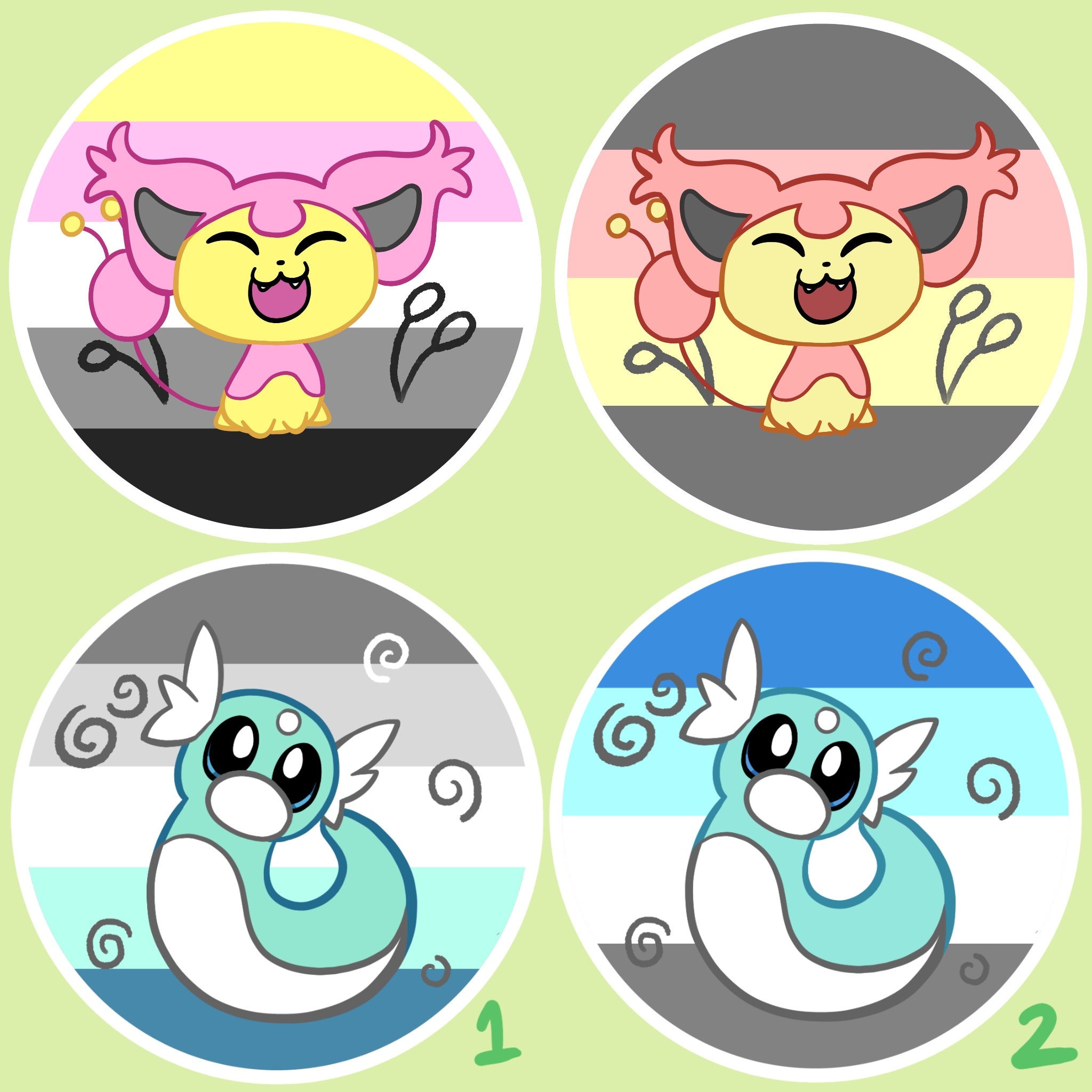 Aromantic Spectrum Pokemon Round Vinyl Stickers | 3 Inches