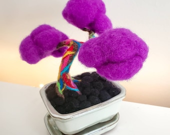 Rainbow Eucalyptus Felted Wool Bonzai