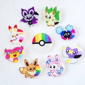 LGBTQ+ Pride Mon&#39; Acrylic Pins | 1.25 inch | rainbow, gay, lesbian, transgender, asexual, nonbinary, bisexual, pansexual, aromantic