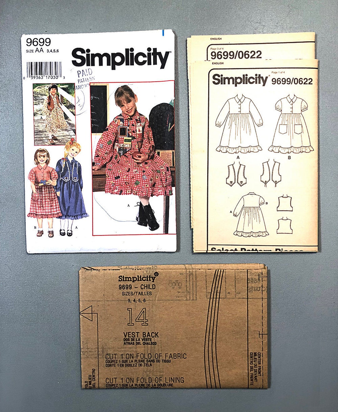 Simplicity 9699 Girl's and Child's Dress and Vest - Etsy