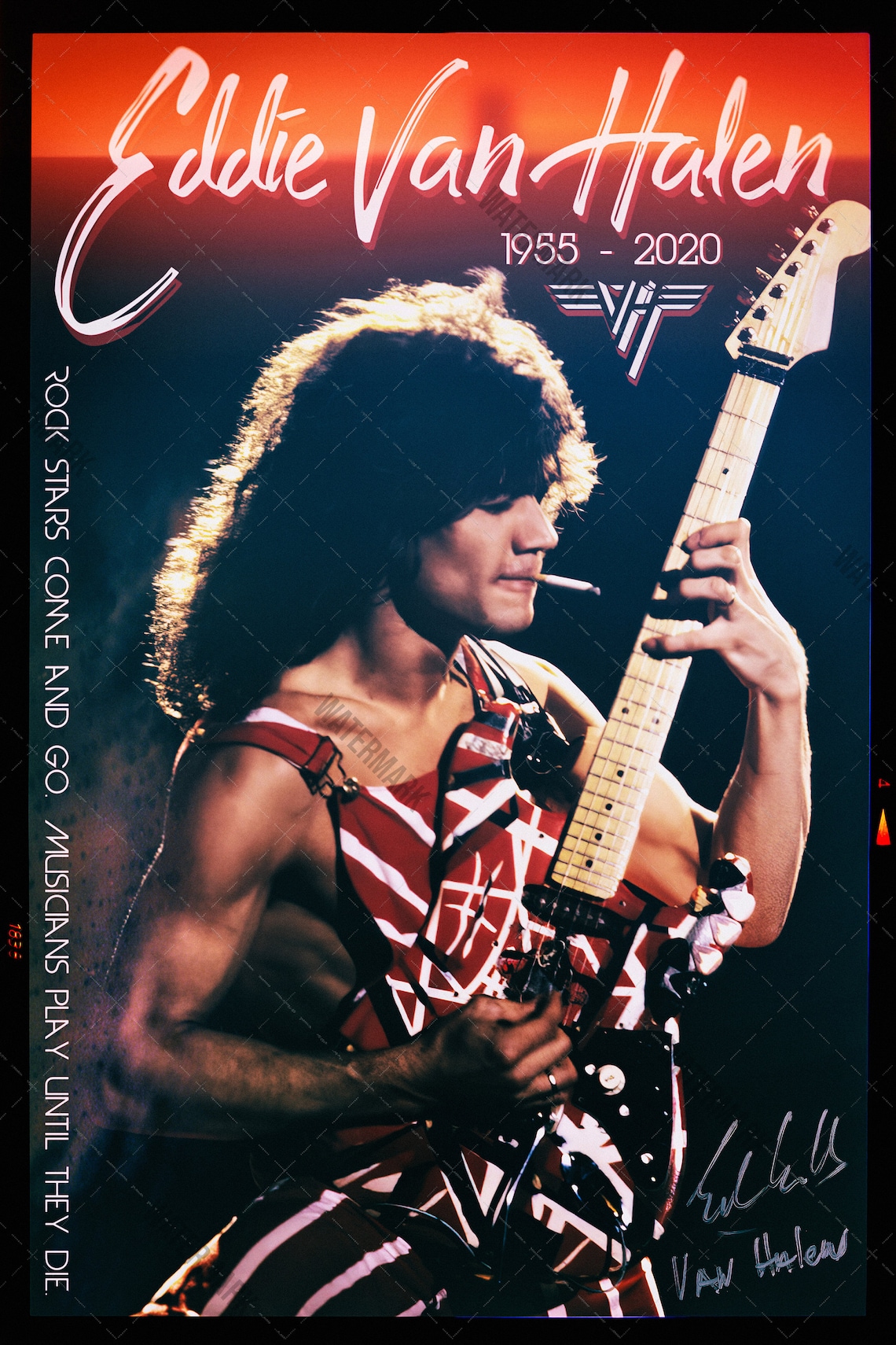 Eddie Van Halen Signed Autographed Reprint Poster Vintage Etsy