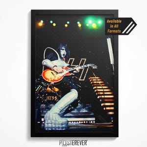 Ace Frehley 1977 Spaceman-tryck | Glamrockgitarrikon-affisch, väggkonst