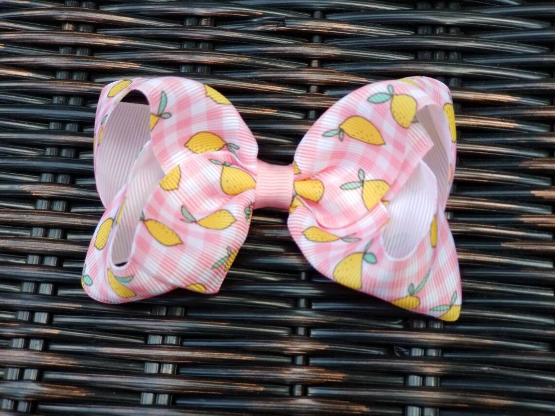 Lemon 4 Inch Hair Bow. 4 Inch Spring/summer Hair Bow. Lemon Etsy