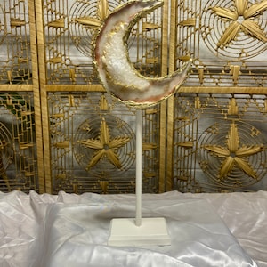 Crystal crescent moon- moon and stand- crystal home decor-Moon decor.