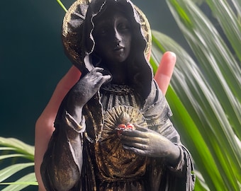 Virgin Mary statue, sacred heart, wall art decor, handmade