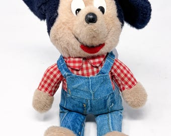 1976 Vintage Mickey Mouse Knickerbocker Plush Toy Gingham And Overalls 14"