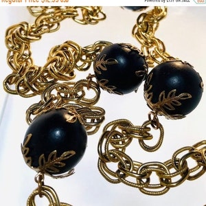 SALE NOW Vintage Necklace 28&quot; Runway Statement Huge Chunky Gold Chain BIG Ball  Beads Designer Fashion Style