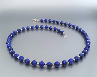 Necklace Lapis Lazuli and Sterling silver unique gift for her natural genuine blue gemstone anniversary gift December September birthstone