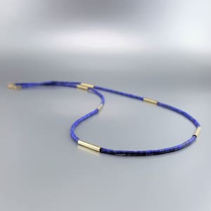 Necklace fine Lapis Lazuli with gold or silver unique gift for her or him natural matte blue genuine gemstone September December birthstone