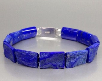 Bracelet raw stone Lapis Lazuli unique gift for her or him natural blue afghan gemstone September and December birthstone anniversary gift
