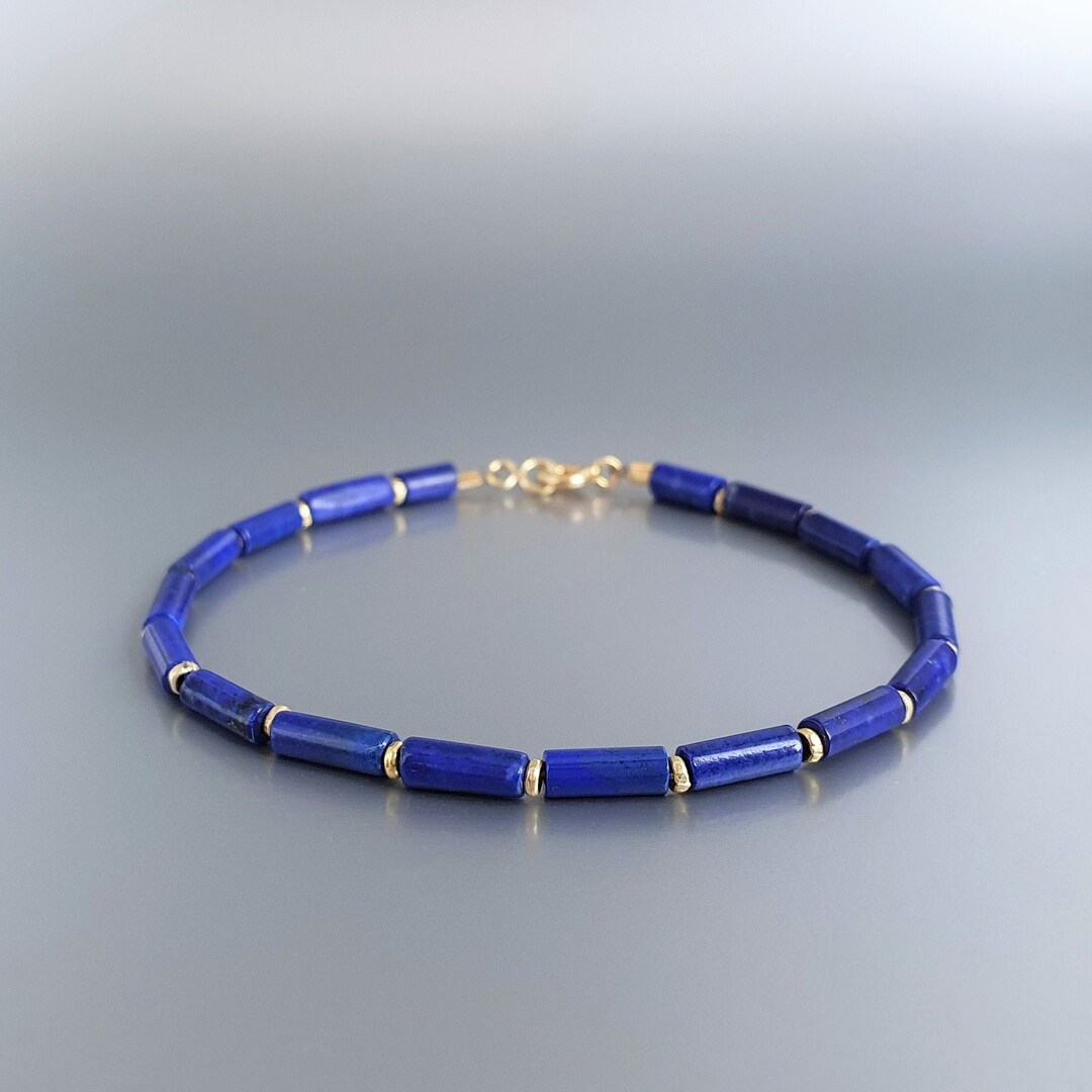 Fine Bracelet Lapis Lazuli With Gold Unique Gift for Her Etsy