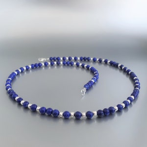 Necklace Lapis Lazuli and Sterling silver unique gift for her natural genuine blue gemstone anniversary gift December September birthstone
