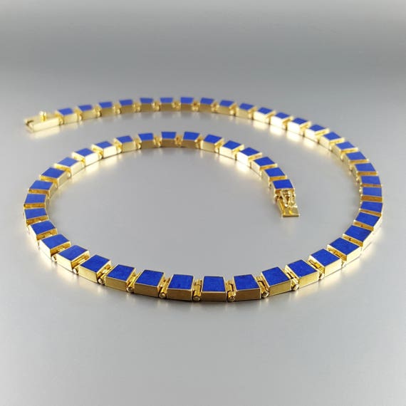 Elegante Collana Quadrata Color Oro Da Uomo Con Ciondolo In Pietra Lapislazzuli, Collare Maschile Geometrico In Acciaio Inossidabile Impermeabile - Foto 12