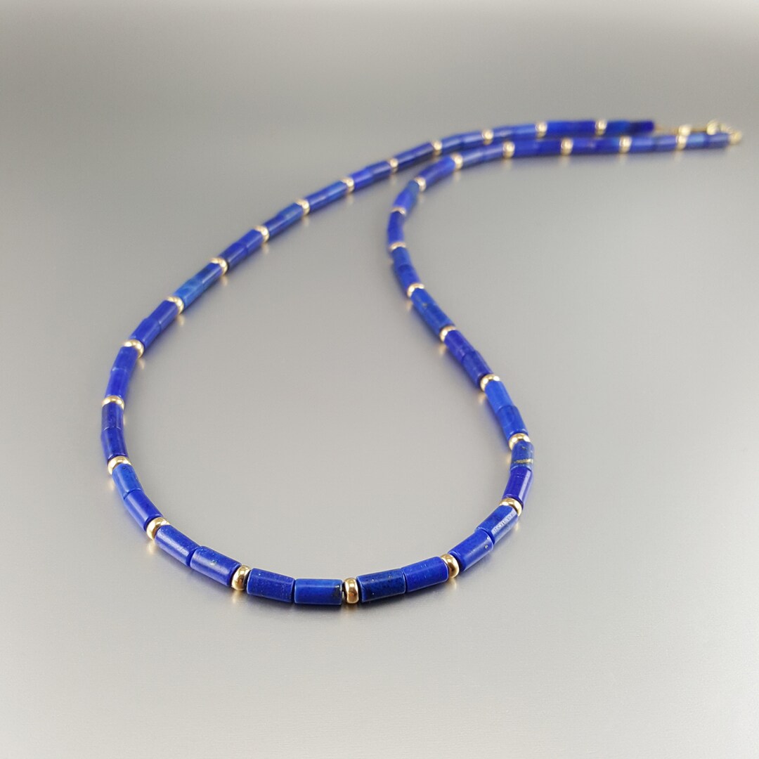 Necklace Lapis Lazuli and Gold Unique Gift for Her or Him Etsy