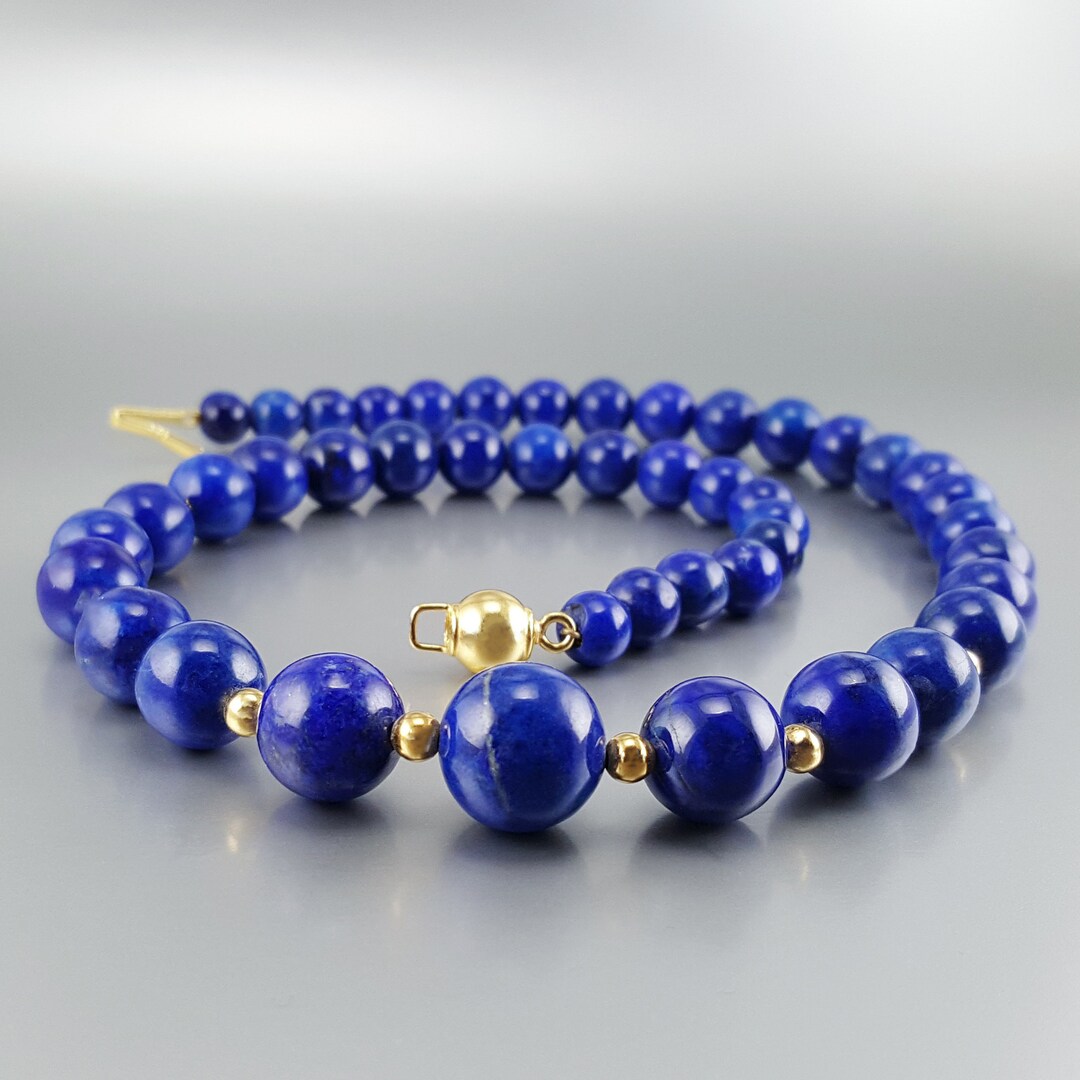 Necklace Lapis Lazuli and Gold Unique Gift for Her Natural Etsy