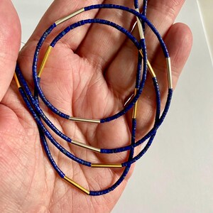 Necklace fine Lapis Lazuli with gold or silver unique gift for her or him natural matte blue genuine gemstone September December birthstone