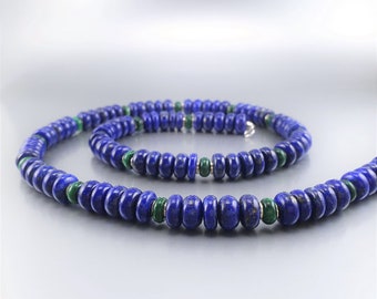 Necklace Lapis Lazuli Malachite silver handmade unique gift for her or him blue green natural gemstone September December birthstone gift