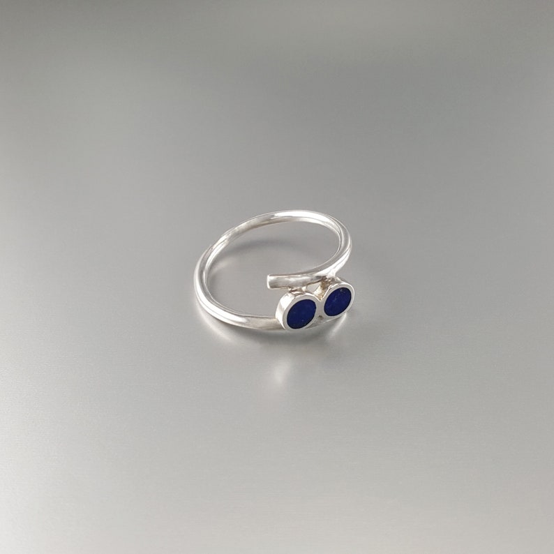unique gift for her round dual stones inlay work-natural afghan gemstone anniversary gift Playful Lapis Lazuli ring with Sterling silver