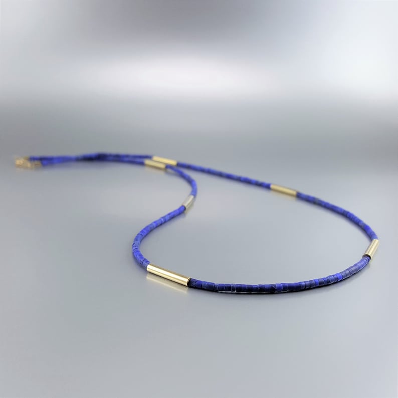 Necklace fine Lapis Lazuli with gold or silver unique gift for her or him natural matte blue genuine gemstone September December birthstone