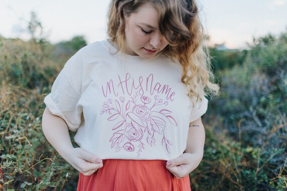 In His Name Comfort Colors Tshirt In Ivory Etsy
