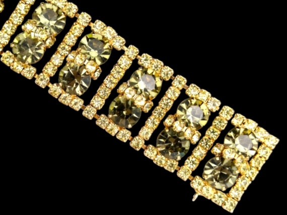 Rhinestone Bracelet, Light Yellow and Gray Rhines… - image 4