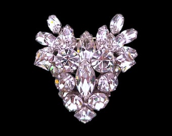 Clear Rhinestone Brooch, Layered Construction, Unsigned Beauty!