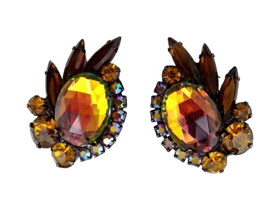 Juliana Watermelon Rhinestone Earrings, Autumn Vi… - image 1