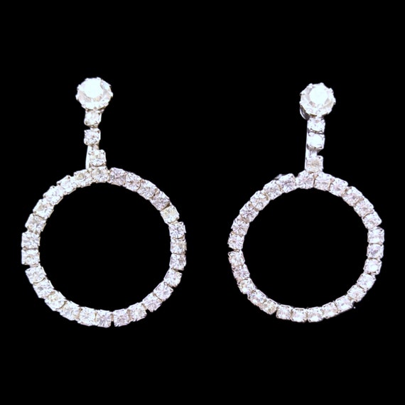 Clear Rhinestone Dangly Earrings, Icy Crystal Clea