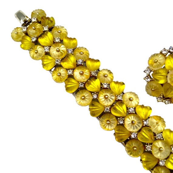 Kramer Rhinestone Bracelet Earrings Set! Yellow H… - image 2