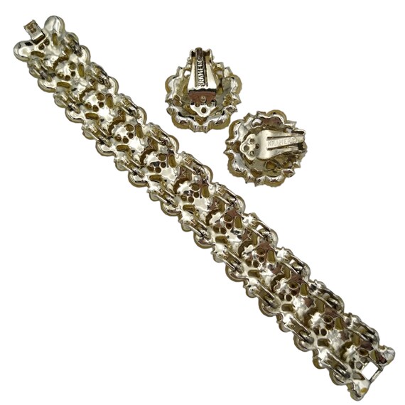 Kramer Rhinestone Bracelet Earrings Set! Yellow H… - image 5