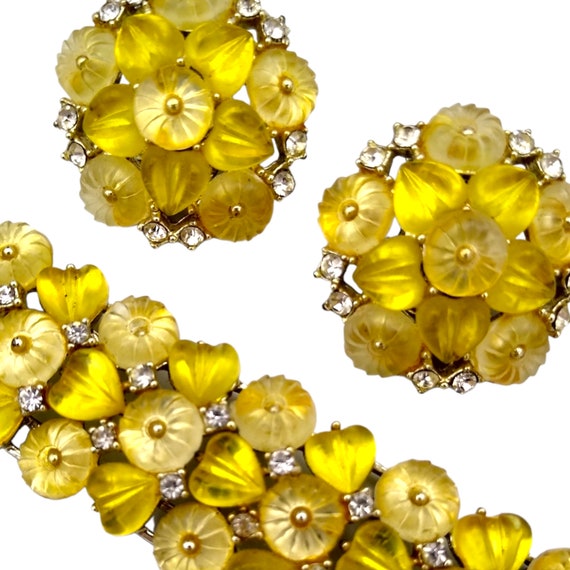 Kramer Rhinestone Bracelet Earrings Set! Yellow H… - image 3