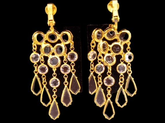 Dangly Rhinestone Earrings, Clear Prong Set Dangl… - image 2