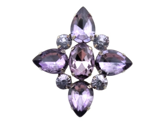 Purple Rhinestone Brooch, Gorgeous Lavender Purpl… - image 1