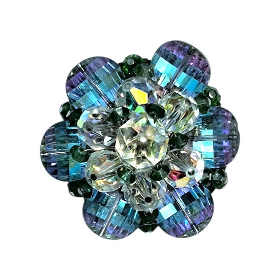 Vendome Pagoda Bead Light Vitrail Rhinestone Brooch