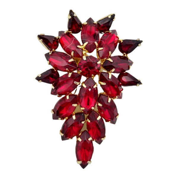 Red Rhinestone Brooch, Signed Tammey Jewels, Very Collectible Uncommon Designer!