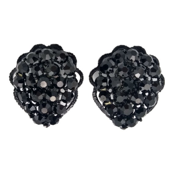 Weiss Rhinestone Earrings, Black Glass Rhinestone 