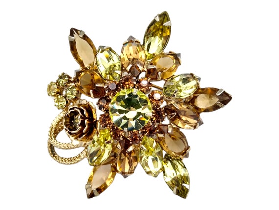 Alice Caviness Brooch, Light Brown and Light Yell… - image 1