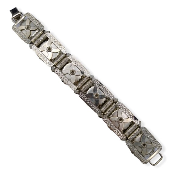 Art Glass Rhinestone Bracelet, Millefiori and Opa… - image 5