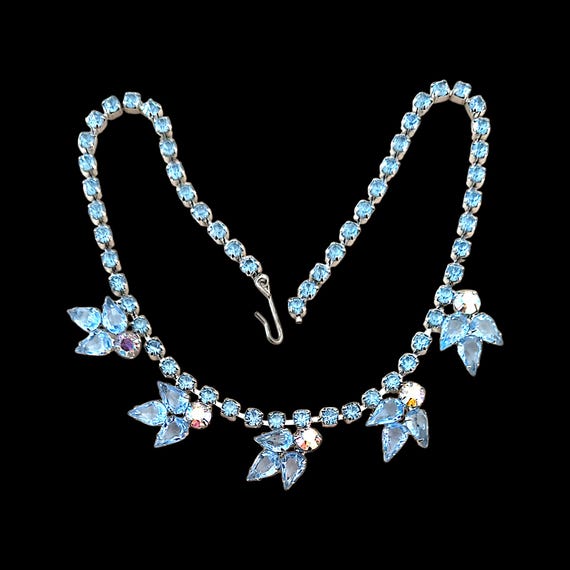 Blue Rhinestone and Aurora Borealis Necklace