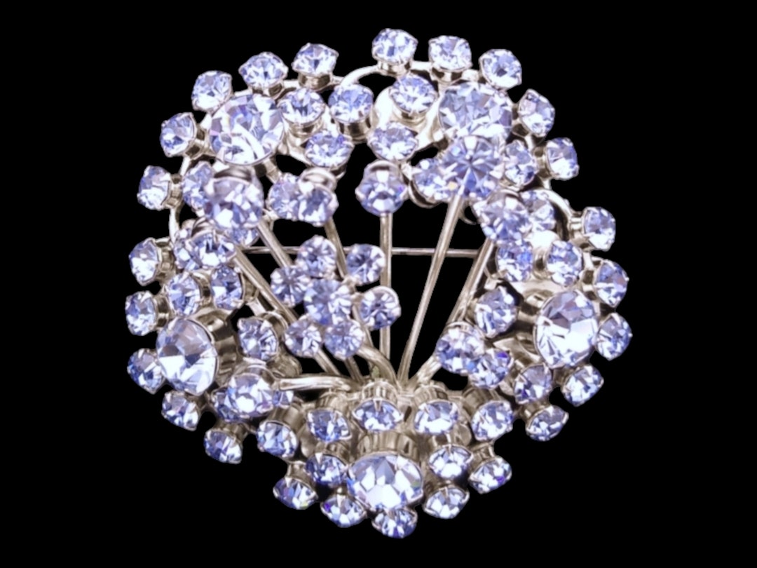 Blue Rhinestone Brooch, Light Sapphire Blue Rhinestone Brooch, Minty Etsy