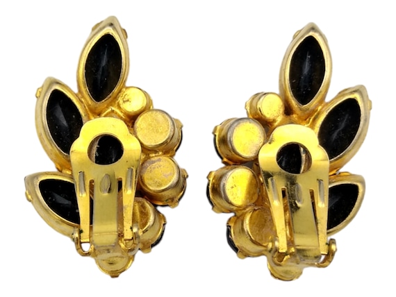 Black Juliana Rhinestone Earrings, Black Marquise… - image 2