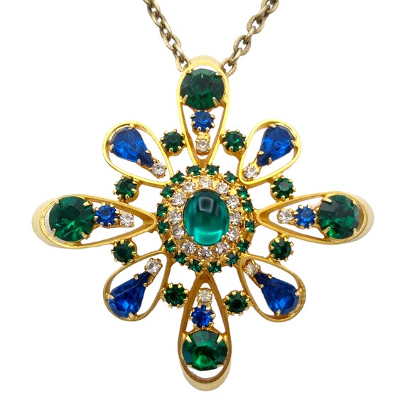 Juliana Pendant Necklace, Emerald Green and Ultra… - image 2