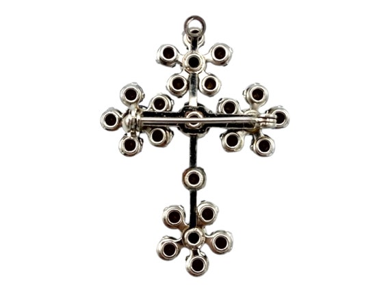 Rhinestone Cross Brooch, Dark Gray Aurora Boreali… - image 2